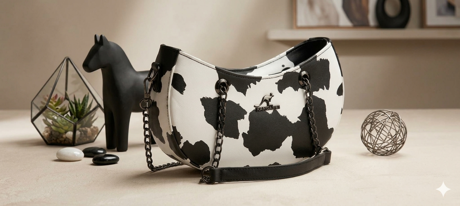 Cow Print Half Moon Shoulder Bag