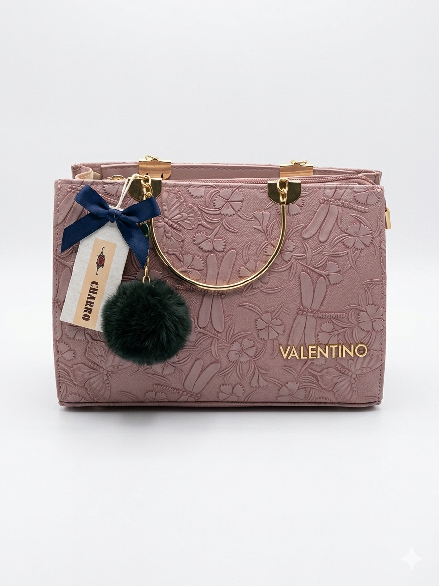 Premium Floral Embossed Handbag – Butterfly Design (Multiple Colors Available)