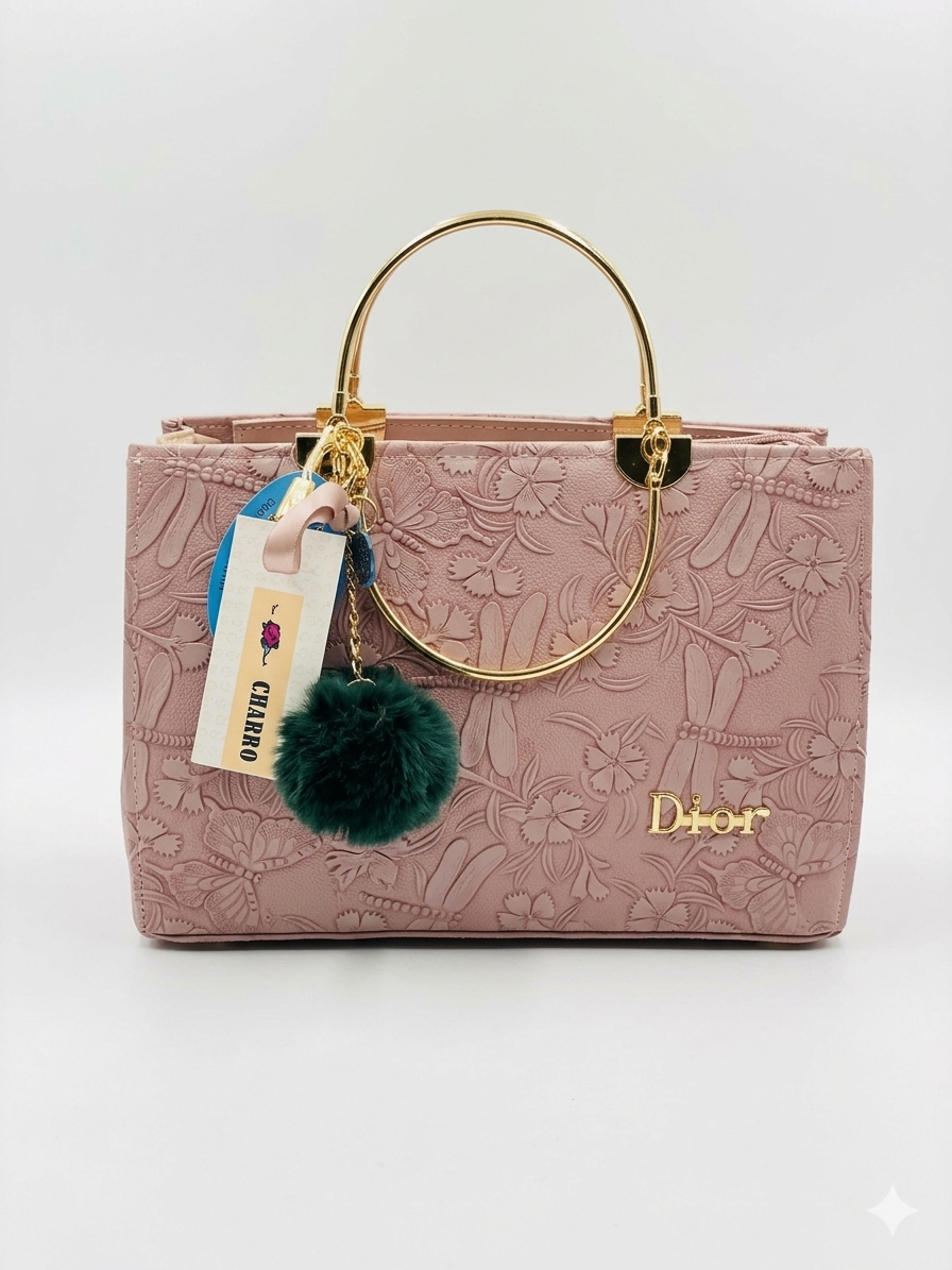 Premium Floral Embossed Handbag – Butterfly Design (Multiple Colors Available)