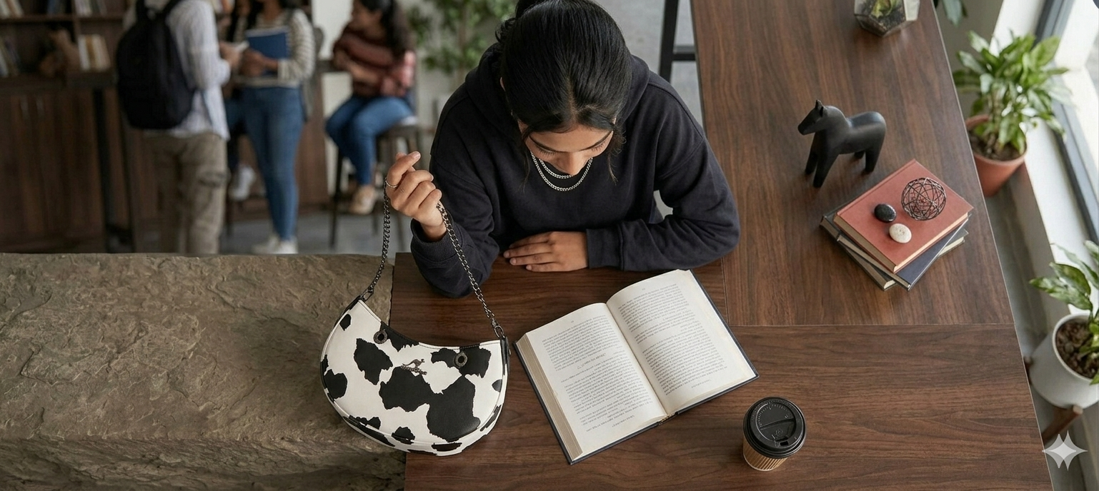 Cow Print Half Moon Shoulder Bag