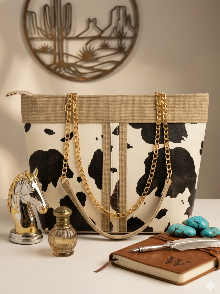 western  Style Cow print Tote bag