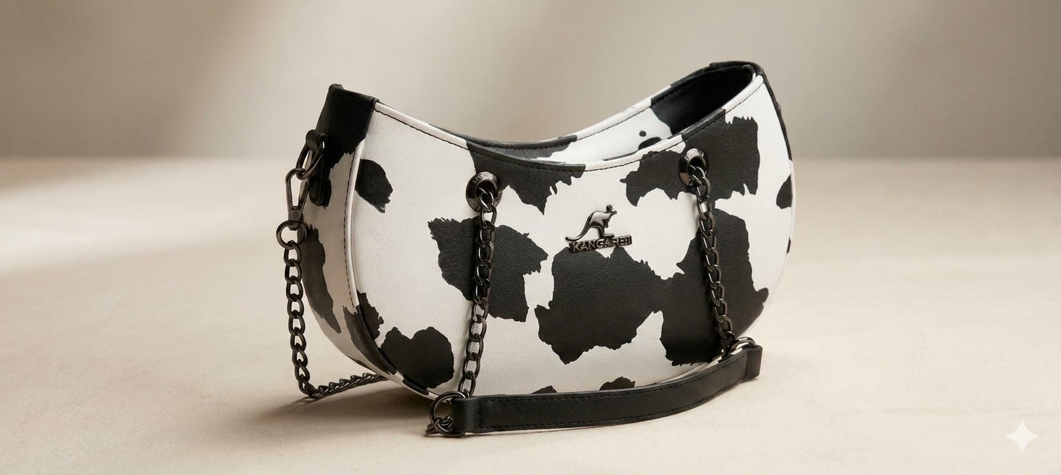 Cow Print Half Moon Shoulder Bag